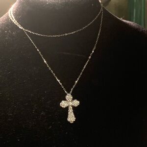 Elegant Silver Cross Pendant Necklace
